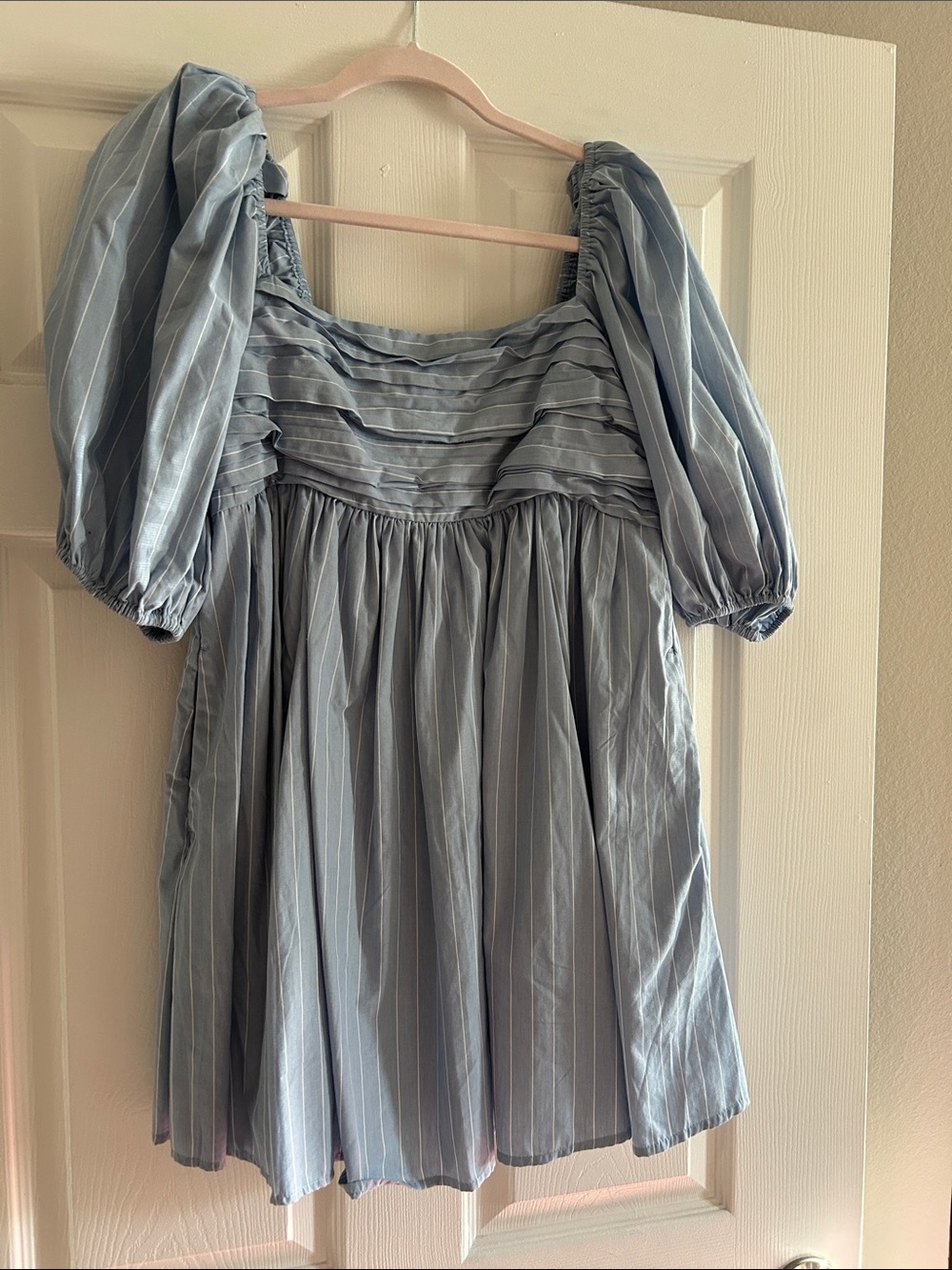 Abercrombie & Fitch Light Blue Pinstriped Emerson Dress